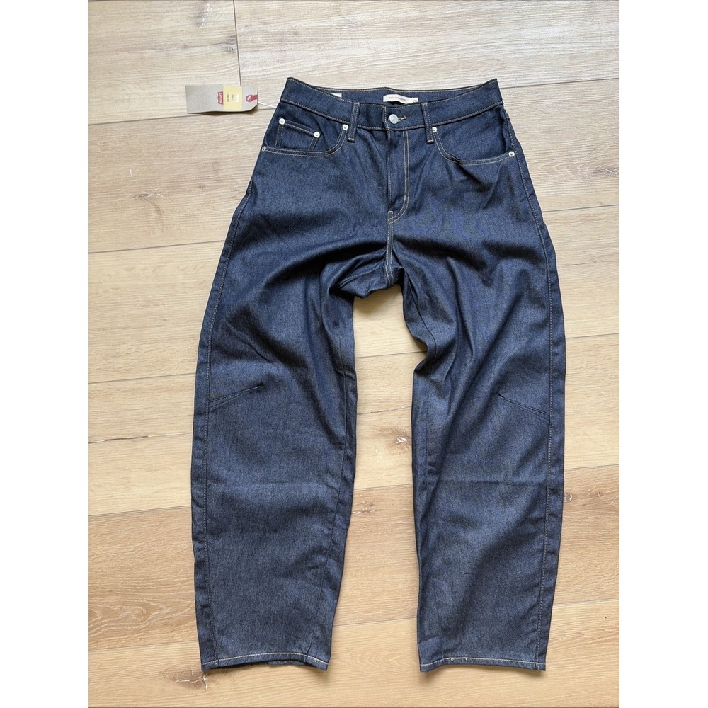 Levi's Baggy Dad Barrel Jeans Women Size 28 Dark Wash NWT Premium Denim Read